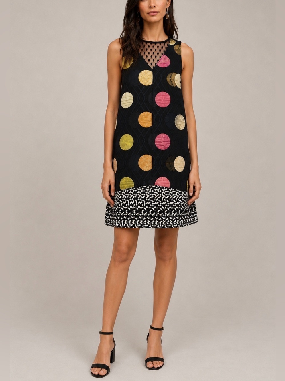 Anthropologie Maeve Jacquard Mesh Polka Dot Shift Dress